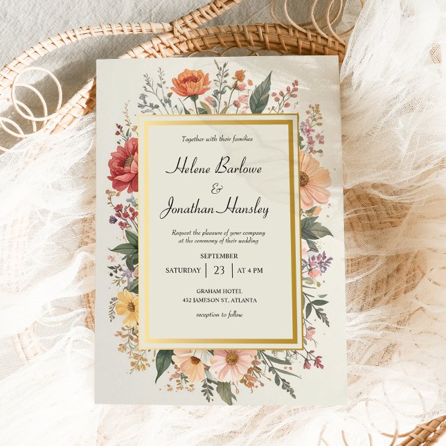 Wildflower Boho Chic Floral Elegant Wedding Invitation (Wildflower Boho Chic Floral Elegant Wedding Invitation)