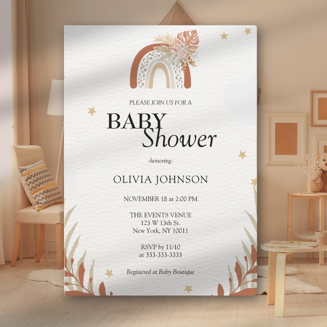 Wildflower Boho Chic Gender Neutral Baby Shower Invitation (Creator Uploaded)