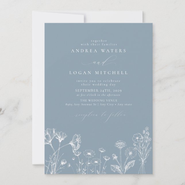 Wildflower Boho Chic Wedding Invitations (Front)