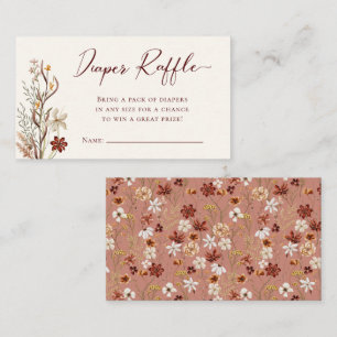 Wildflower Boho Diaper Raffle Baby Shower Enclosure Card