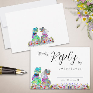 Wildflower Boho Dinosaur Wedding Reply RSVP Card