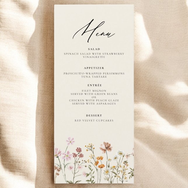 Wildflower Boho Elegant Wedding Reception Menu (Creator Uploaded)