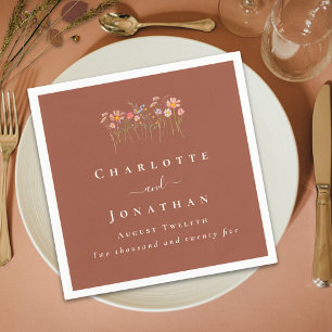 Wildflower Boho Fall Floral Custom Wedding Napkin
