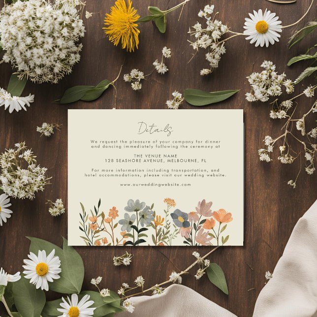 Wildflower Boho Fall Wedding Details Enclosure Card (Wildflower Boho Fall Wedding Details Enclosure Card)