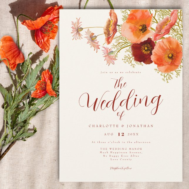 Wildflower Boho Fall Wedding Invitation (Boho wildflower fall wedding invitation )