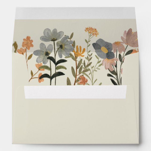 Wildflower Boho Fall Wedding Invitation Envelope (Back (Bottom))