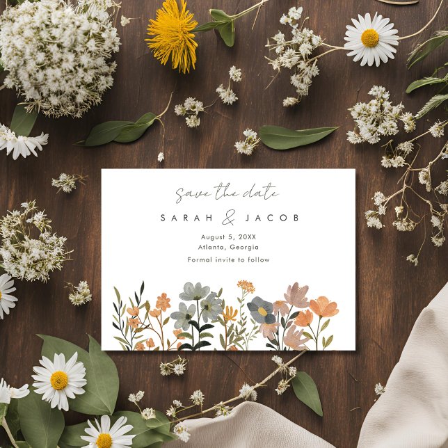 Wildflower Boho Fall Wedding Photo Save The Date (Wildflower Boho Fall Wedding Photo Save The Date)