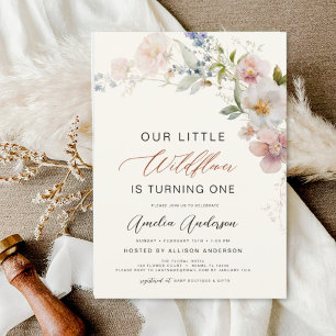 Wildflower Boho First 1st Birthday Invitation