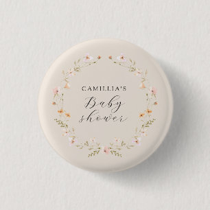 Wildflower Boho Floral Baby Shower 3 Cm Round Badge