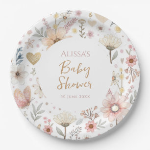 Wildflower Boho Floral  Baby Shower Paper Plate