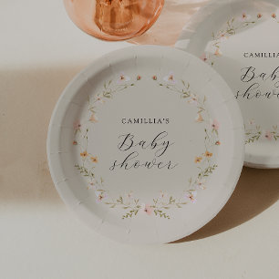 Wildflower Boho Floral Baby Shower  Paper Plate