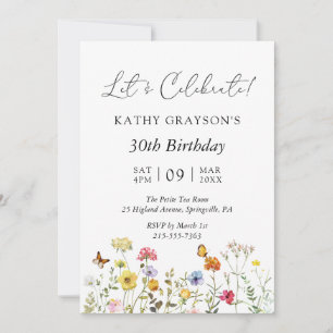 Wildflower Boho Floral Botanical Birthday Party Invitation