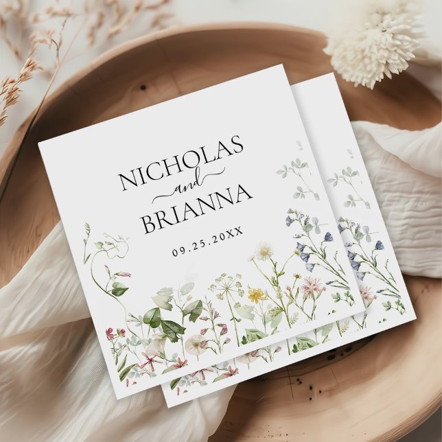 Wildflower Boho Floral Garden Wedding  Napkin (Creator Uploaded)