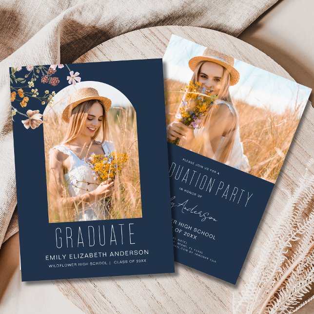 Wildflower Boho Floral Graduation Party Arch Photo Invitation (Creator Uploaded)