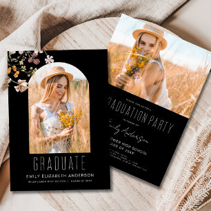 Wildflower Boho Floral Graduation Party Arch Photo Invitation