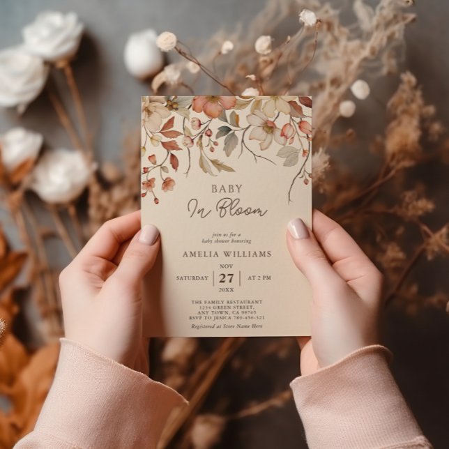 Wildflower Boho Floral Ivory Baby in Bloom Invitation (Creator Uploaded)