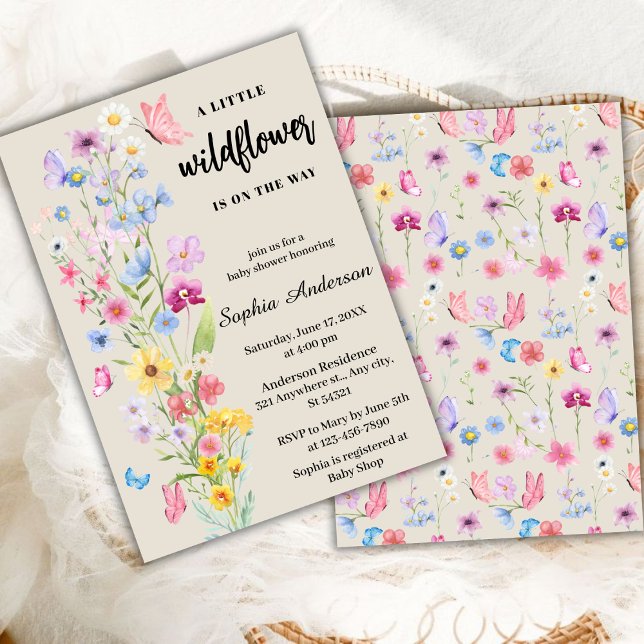 Wildflower Boho Floral Neutral Baby Shower Invitation (Creator Uploaded)