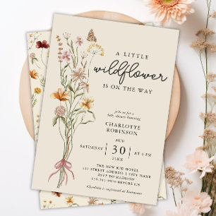 Wildflower Boho Floral Neutral Baby Shower Invitation