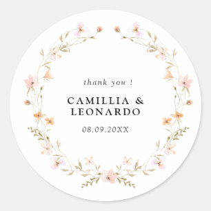 Wildflower Boho Floral Wedding Classic Round Sticker