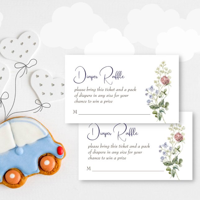Wildflower boho flowers baby shower diaper raffle enclosure card (Wildflower boho flowers baby shower diaper raffle enclosure card )