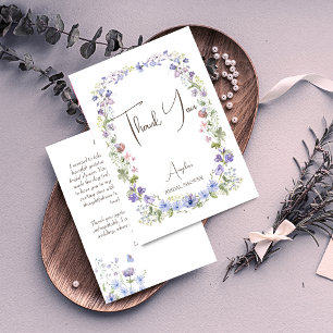 Wildflower boho flowers bridal shower thank you card