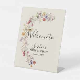 Wildflower Boho Garden Baby In Bloom Welcome Pedestal Sign
