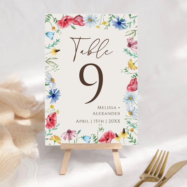 Wildflower Boho Garden Beige Table Number (Creator Uploaded)