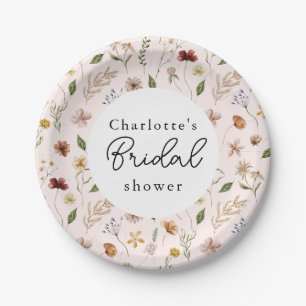 Wildflower Boho Garden Floral Bridal Shower Paper Plate