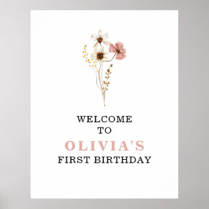 Wildflower Boho garden floral first birthday Poste Poster