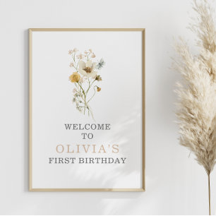 Wildflower Boho garden floral first birthday Poster