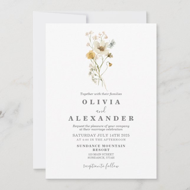 Wildflower Boho garden floral Invitation (Front)
