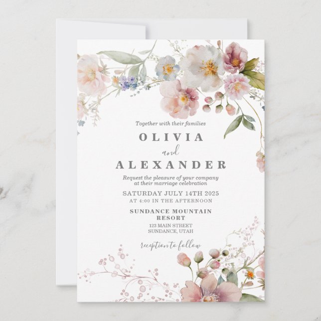 Wildflower Boho garden floral Invitation (Front)