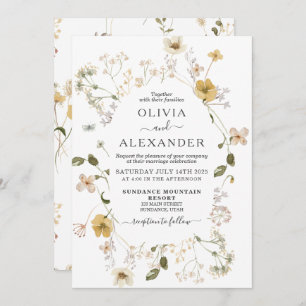 Wildflower boho garden floral wedding Invitation