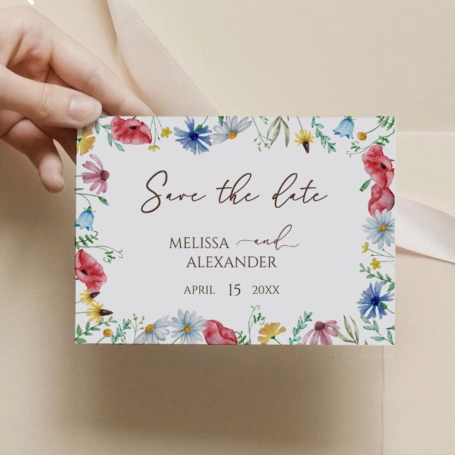 Wildflower boho Garden Horizontal Save The Date (Creator Uploaded)
