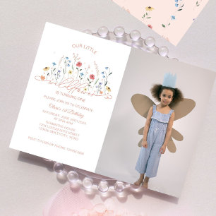 Wildflower Boho Garden Party 1st Birthday Photo Invitation