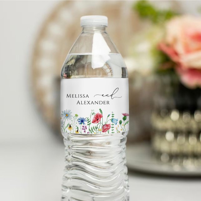 Wildflower Boho Garden Water Bottle Label (Creator Uploaded)