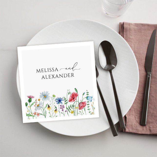 Wildflower Boho Garden Wedding Napkins (Creator Uploaded)