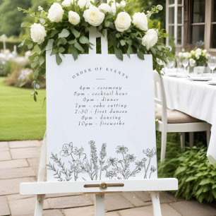 Wildflower Boho Green Wedding Schedule of Events Poster