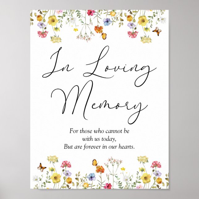 Wildflower Boho In Loving Memory Wedding Sign (Front)