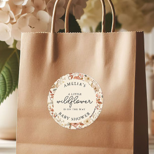 Wildflower Boho Ivory Floral Baby Shower Classic Round Sticker