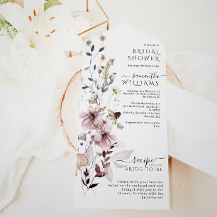 Wildflower boho minimalist modern Bridal Shower  All In One Invitation