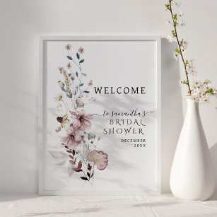 Wildflower boho  modern Bridal Shower Welcome Poster