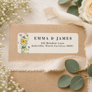 Wildflower Boho Modern Elegant Wedding Floral Return Address Label