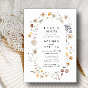 Wildflower Boho Modern Floral The Night Before Invitation