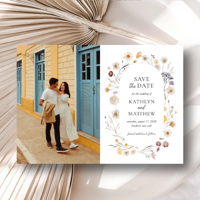 Wildflower Boho Modern Whimsical Save The Date Magnetic Invitation (Creator Uploaded)