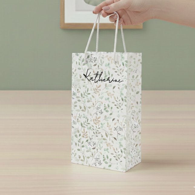 Wildflower Boho Name Monogram Wine Gift Bag (Creator Uploaded)