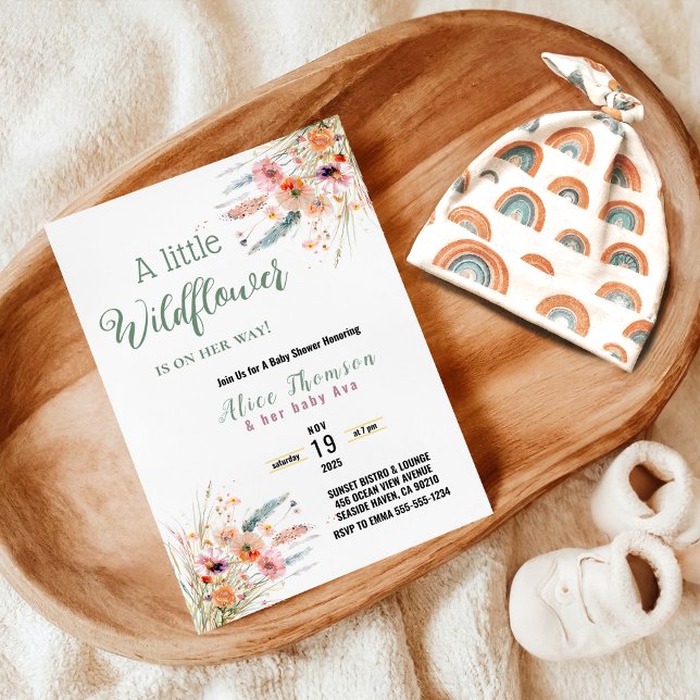  Wildflower Boho Pampas Grass Baby Shower Greenery Invitation (Creator Uploaded)
