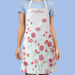 Wildflower Boho Personalised Apron<br><div class="desc">Bohemian botancial wildflower painting.  Pretty Boho floral pink and sage green art on a white background,  with a modern script font for the name.  Original art by Nic Squirrell. Change the name to personalise.</div>