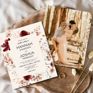 Wildflower Boho Photo Instagram Wedding Invitation Flyer