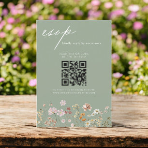 Wildflower Boho QR Code Wedding RSVP Invitation